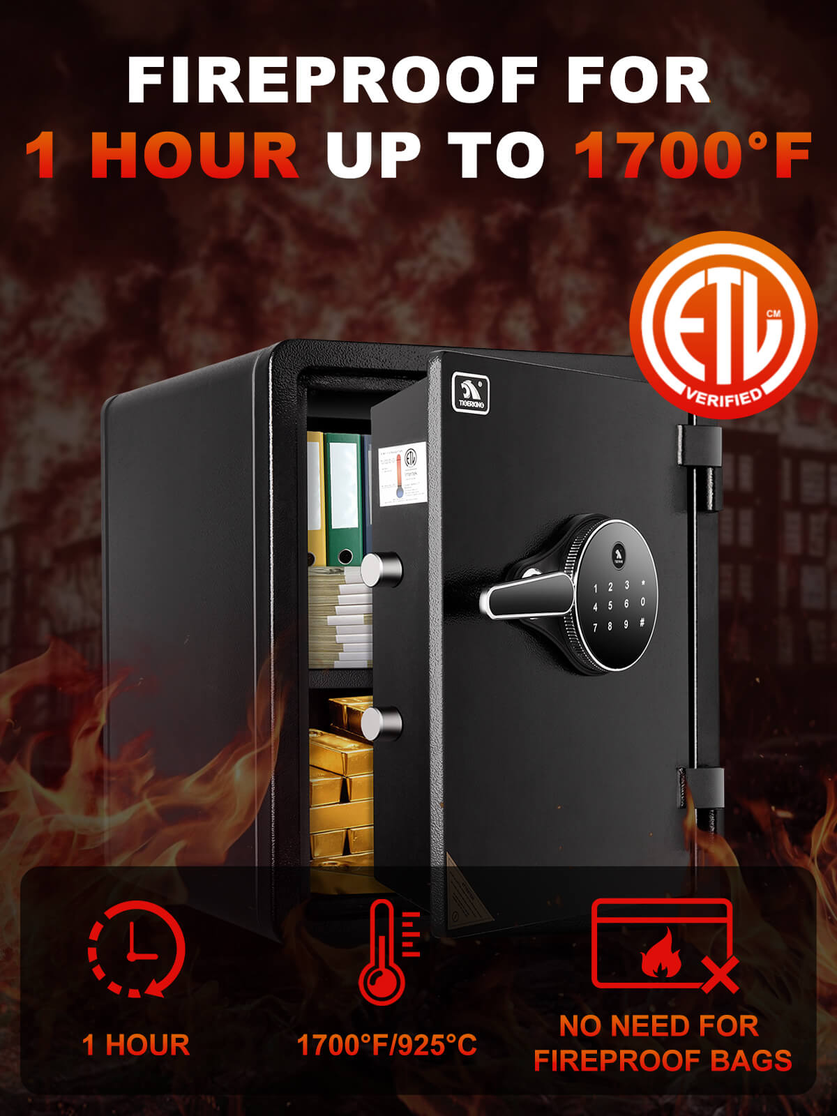 1 Hour Fire-Resistant Safe - ETL Verified – TIGERKING SAFE