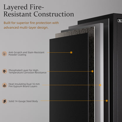 Large Document Safe 2-Hour Fireproof with 4-Drawer, 489 lb Safe - FF4D