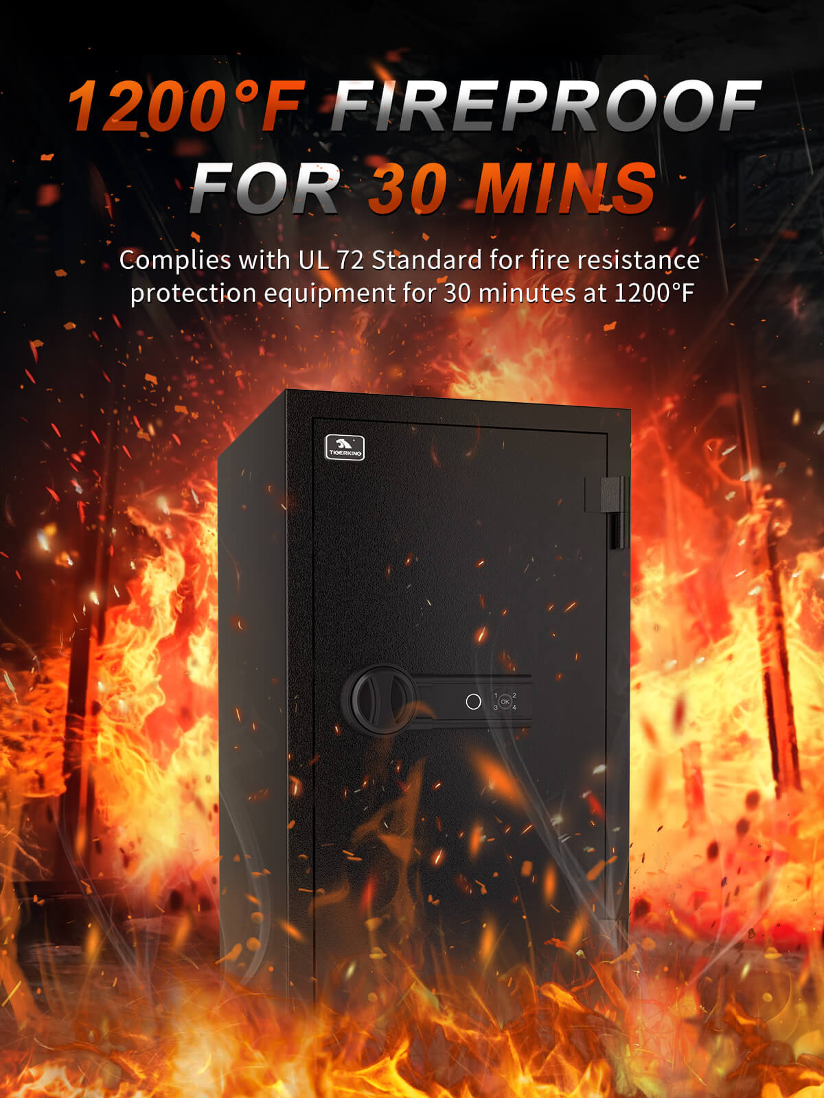 Fireproof Safe With Fingerprint 3.47 Cubic Feet - FPSD66FR TIGERKING SAFE