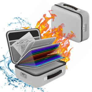 Fireproof Waterproof Document Box With Water-Resistant Zipper Hard Case Fireproof File Box With Lock Grey
