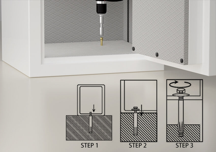 SPARK fireproof safe has four screw holes on the bottom for direct floor installation, preventing it from being easily moved.