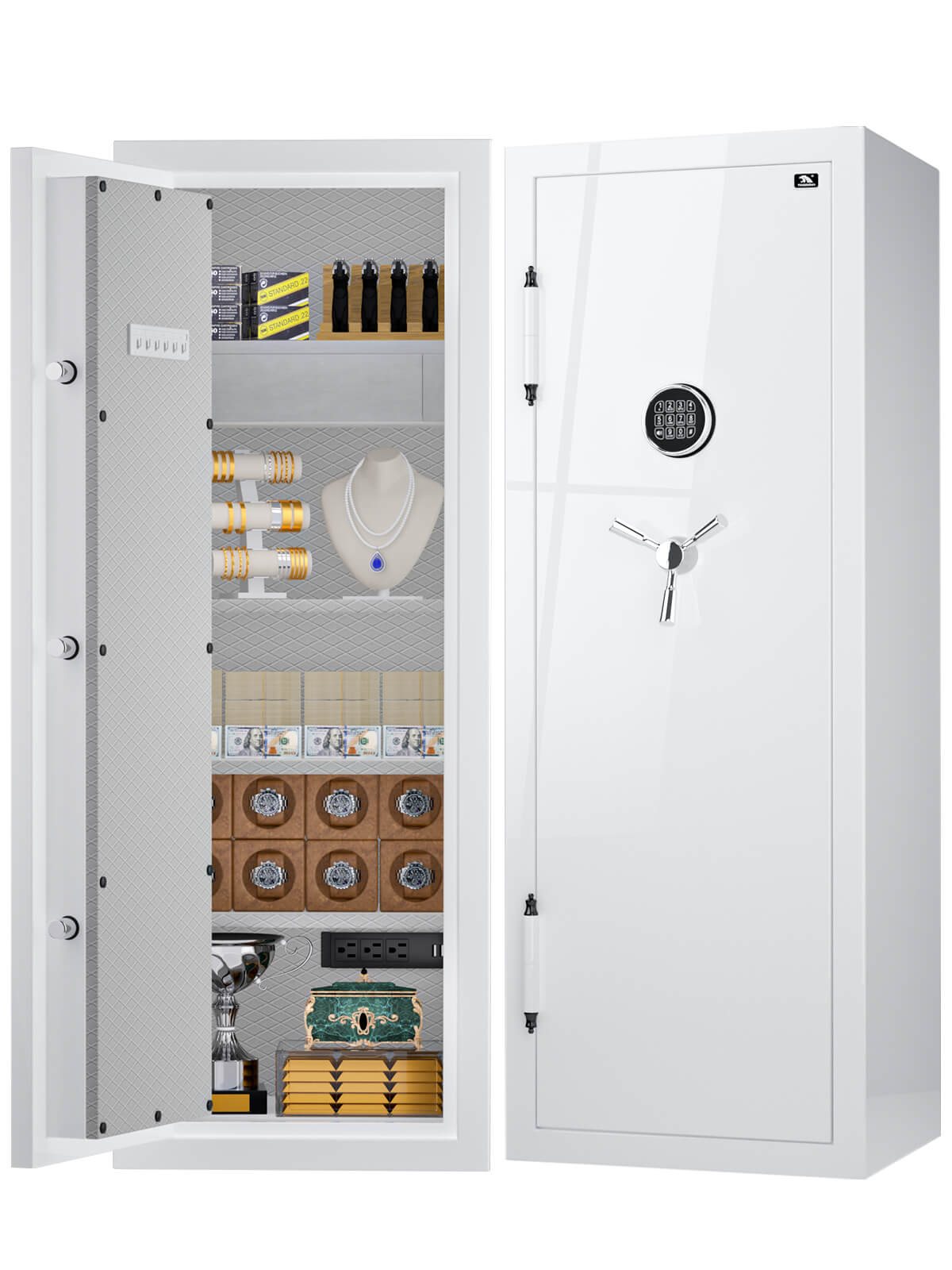TIGERKING SAFE SPARK 5922 Left Hinged Safe Heavy Duty Fireproof Jewelry Safe 13 cu ft White Left Opening Fireproof Home Safes