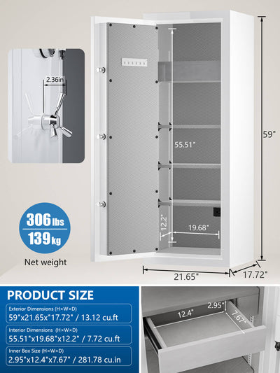 Left-Hinged XL Home Safe 13.12 cu.ft, 40 Min Fireproof Premium Safe - SPARK5922 LEFT