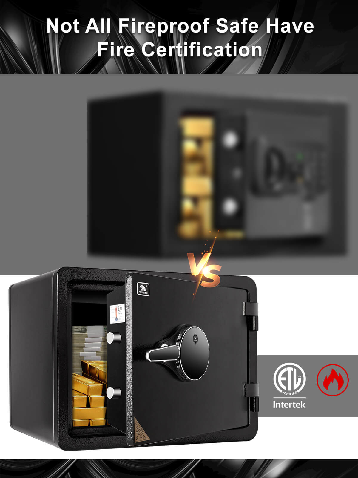 TIGERKING 1 Hour Fireproof Safe Box 2.33-Cu-ft-with-Digital-Touchscreen Keypa Lock Quick Access Home Security Safes 35DZ