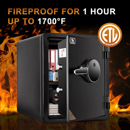 Fireproof Safe with Fingerprint 1.23 Cubic Feet 44OE TIGERKING SAFE
