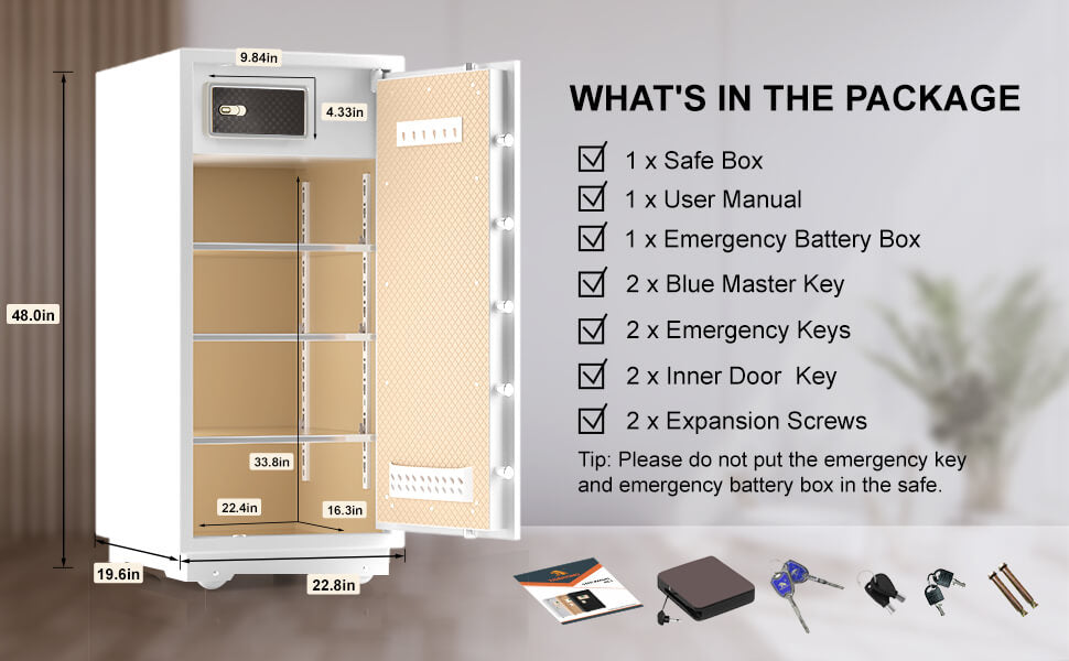 TIGERKING 11.5 Cubic Feet Extra Large Heavy Duty Safe Box, Home Safe with Double Safety Key Lock and Separate Lock Box, Digital safe, 120XH Large Jewelry Safe Box for Home