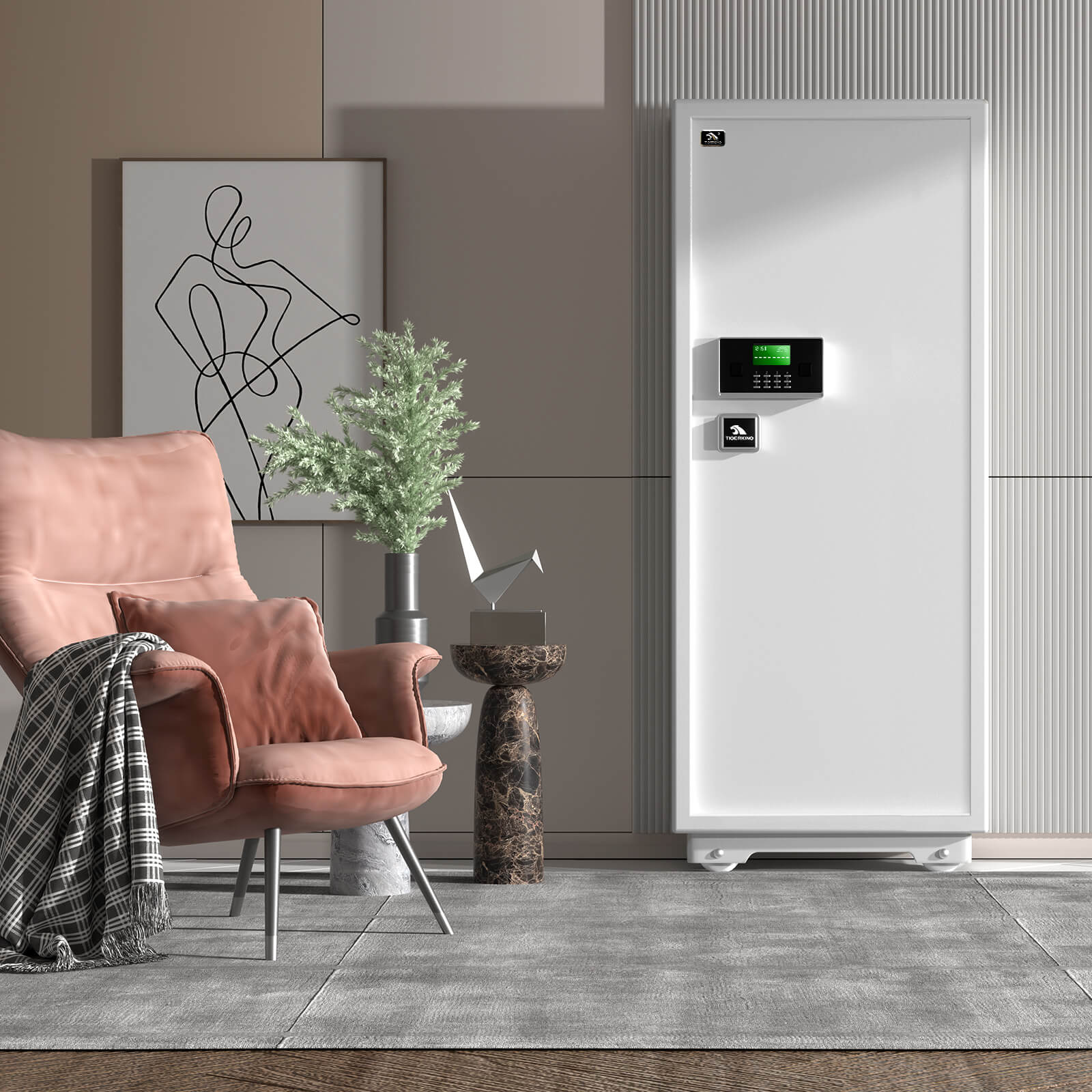 TIGERKING 17.6 Cubic Feet 150XH-1 tall white safe looks like furniture Extra Large Heavy Duty Safe Box Home Safe Restroom & Living Room $ Office Safe
