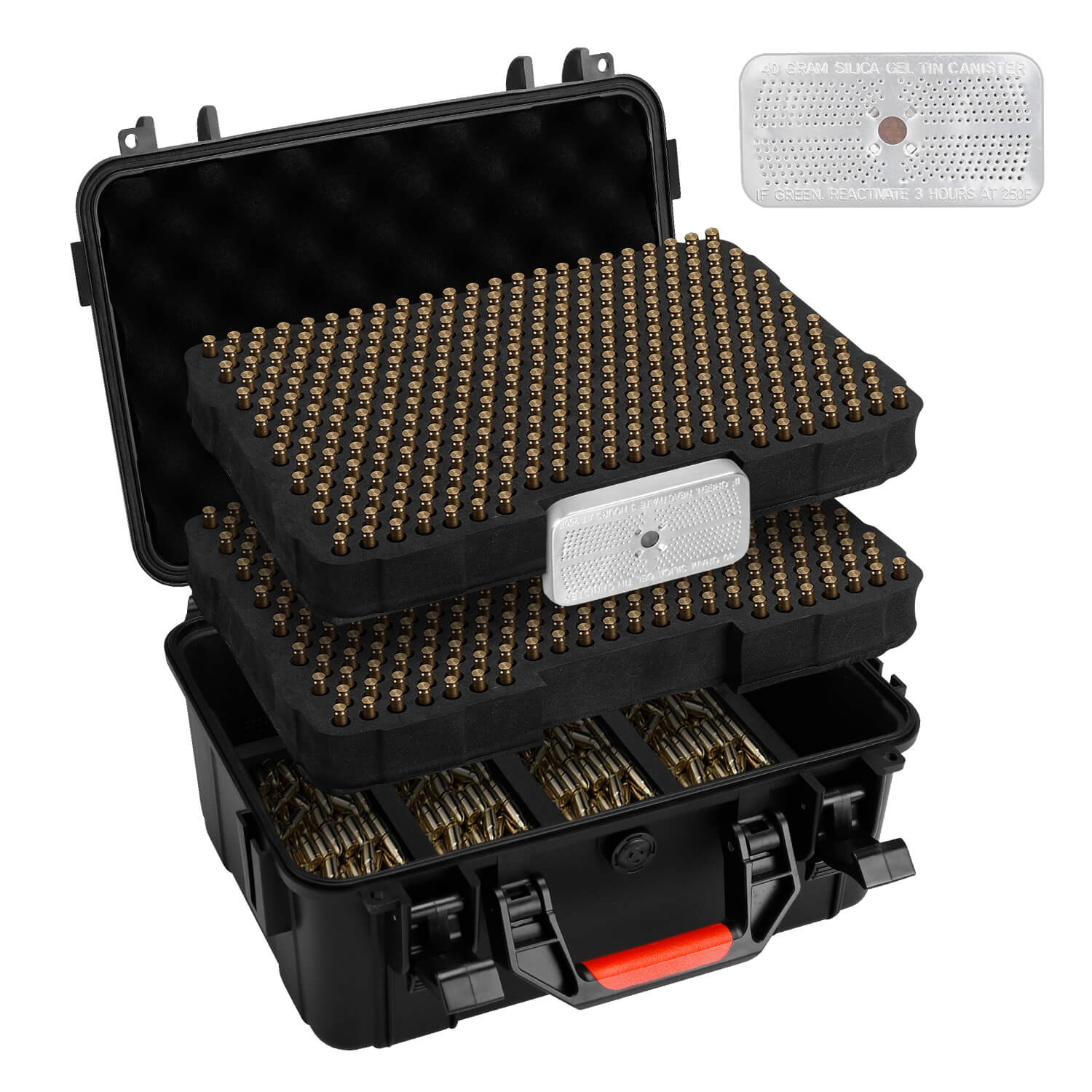 TIGERKING 640 Round Ammo Storage Case - 9mm Bullet Travel Safe/Mil Spec/Durable Waterproof Ammo Box