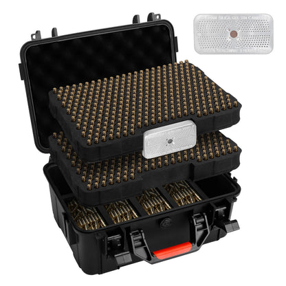 TIGERKING 640 Round Ammo Storage Case - 9mm Bullet Travel Safe/Mil Spec/Durable Waterproof Ammo Box