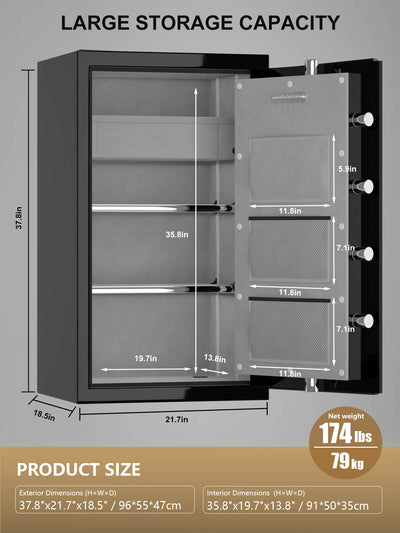 Large Home Safe 8.78 cu.ft, Fireproof Waterproof Safe with Custom Storage - SPARK 3822