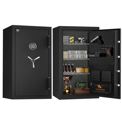 TIGERKING 8.78 Cu Ft Fireproof and Waterproof Safe with Digital Keypad, DIY Pegboard Door, Heavy-Duty Steel Large Floor Safe for Home & Office