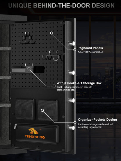 TIGERKING 8.78 Cu Ft Fireproof and Waterproof Safe with Digital Keypad, DIY Pegboard Door, Heavy-Duty Steel Large Floor Safe for Home & Office