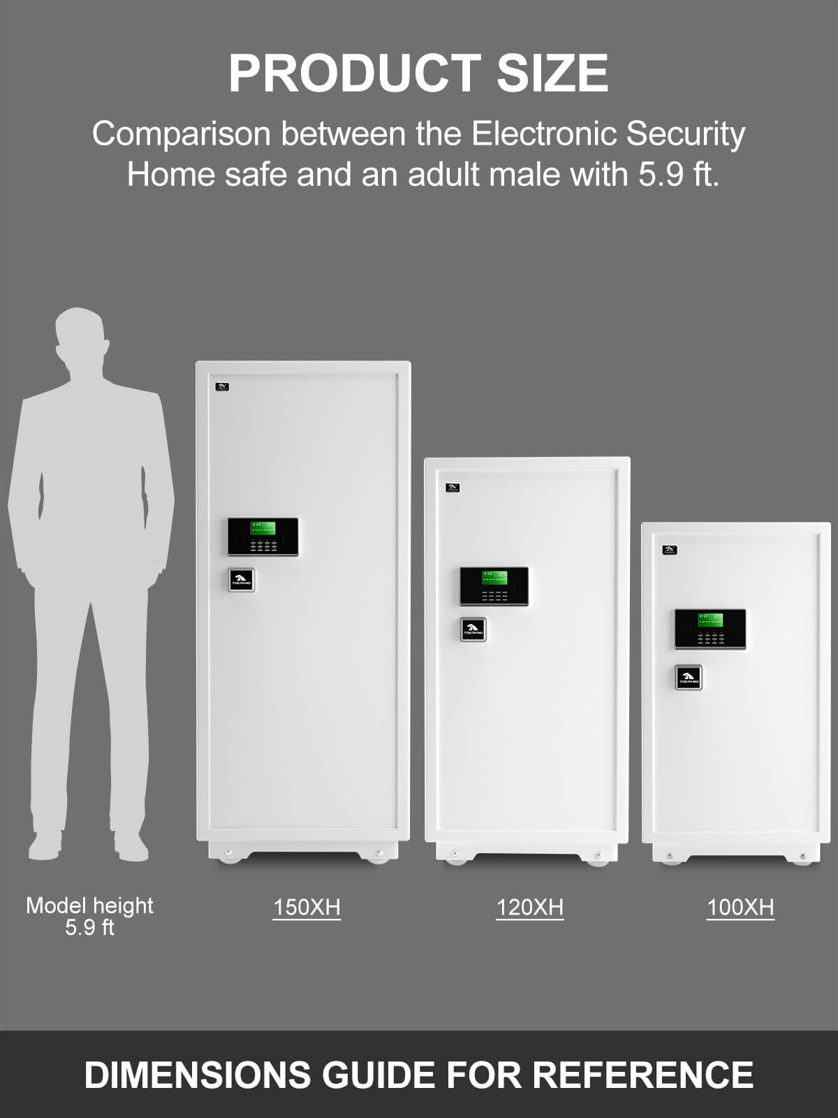 TIGERKING Extra Large 2in1 Gun Safe Heavy Duty Safe Box Home Safe Key Lock and Separate Lock Box Digital safe White 17.6 Cubic Feet 150GJ