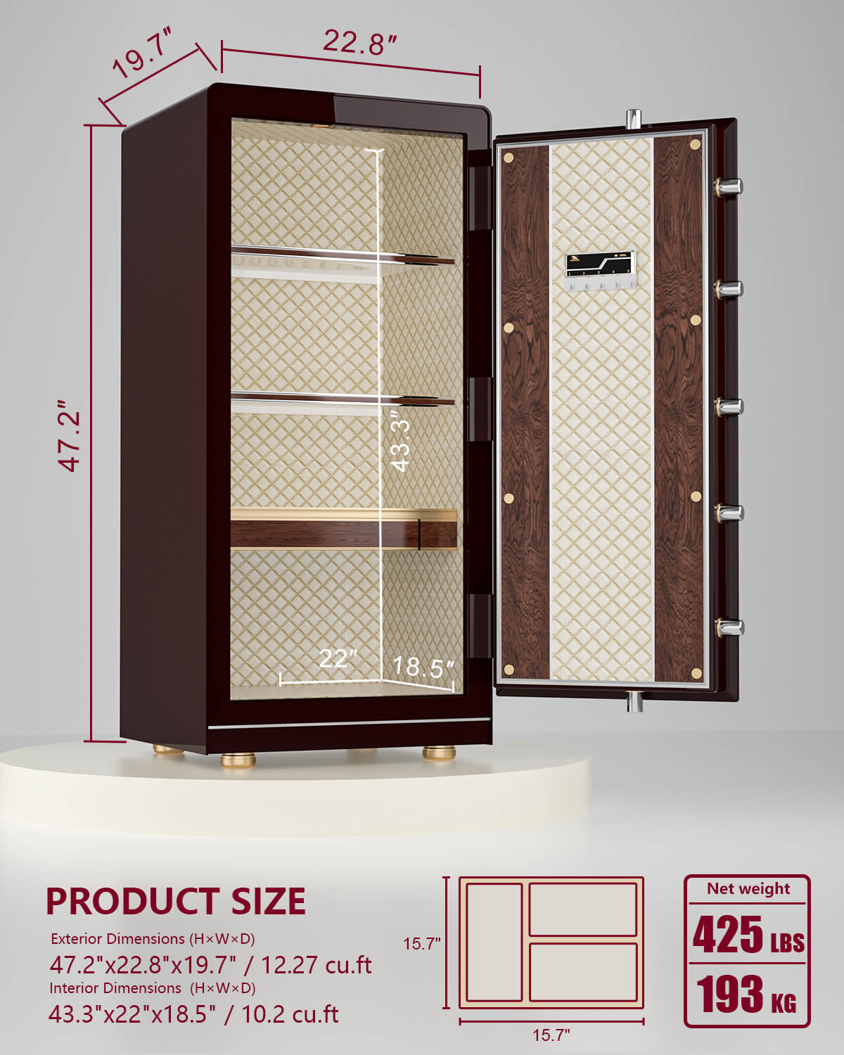 120BH Red 12.28 cu.ft | Extra Large Biometric Home Safe