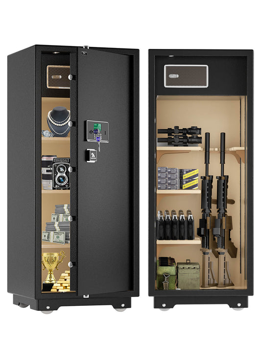 TIGERKING Extra Large All in 1 Gun Safe + Jewelry Safe Heavy Duty Safe Box Home Safe Key Lock and Separate Lock Box Digital safe Black 17.6 Cubic Feet 150GJ