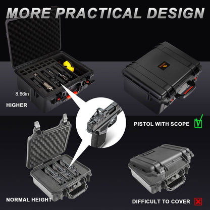TIGERKING 8 Pistols Hard Pistol Case Waterproof Hard Handgun Storage

