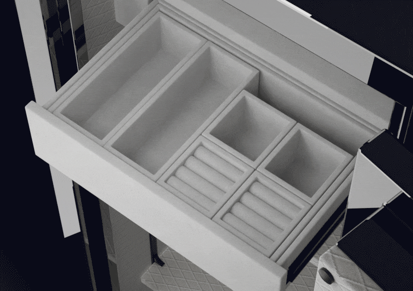 DIY Jewelry Drawer System These drawers have removable jewelry inserts you can easily rearrange to keep your valuables organized