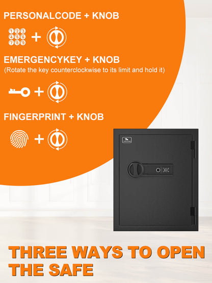 TigerKing 30 Min Fireproof Home Safes Fingerprint 1.24 CU.ft FPSD40FR