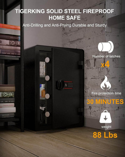 Fireproof Safe with Digital Lock 2.5 Cubic Feet - FPSE66SP TIGERKING SAFE