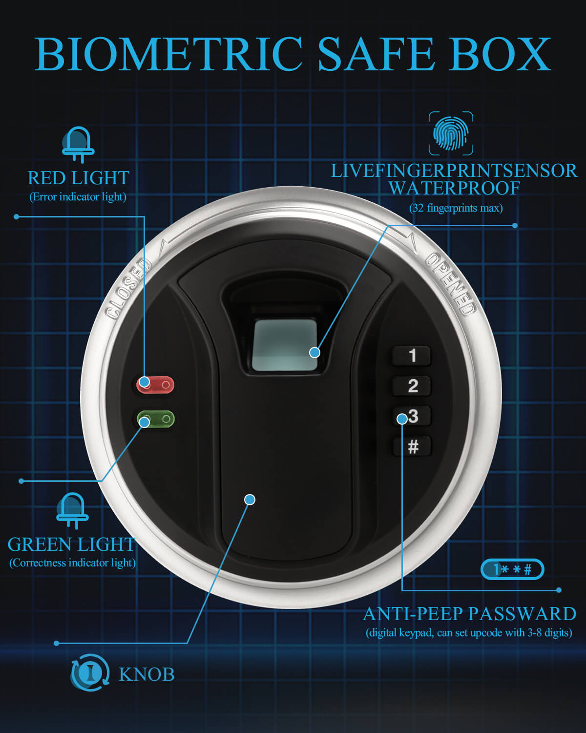 TIGERKING Security Fingerprint Biometric Safe Digital Safe for Home Office Black Quick Access Small Safes for Cash Jewelry