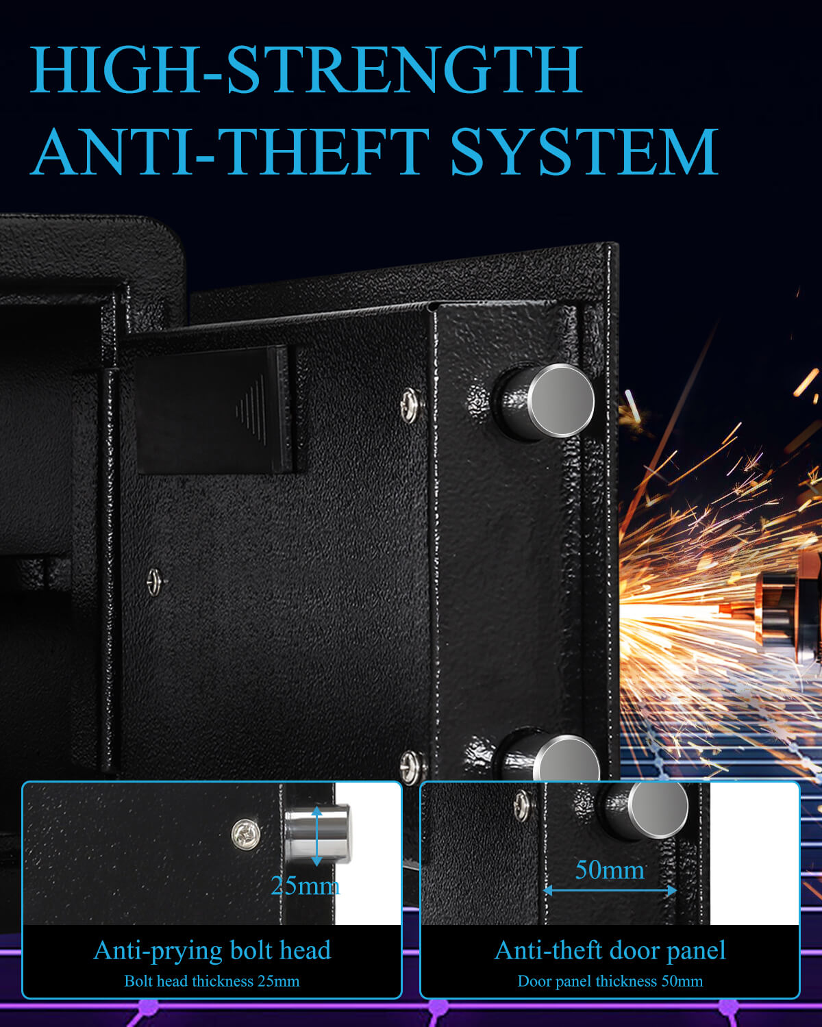 TIGERKING Security Fingerprint Biometric Safe Digital Safe for Home Office Black Quick Access Small Safes for Cash Jewelry