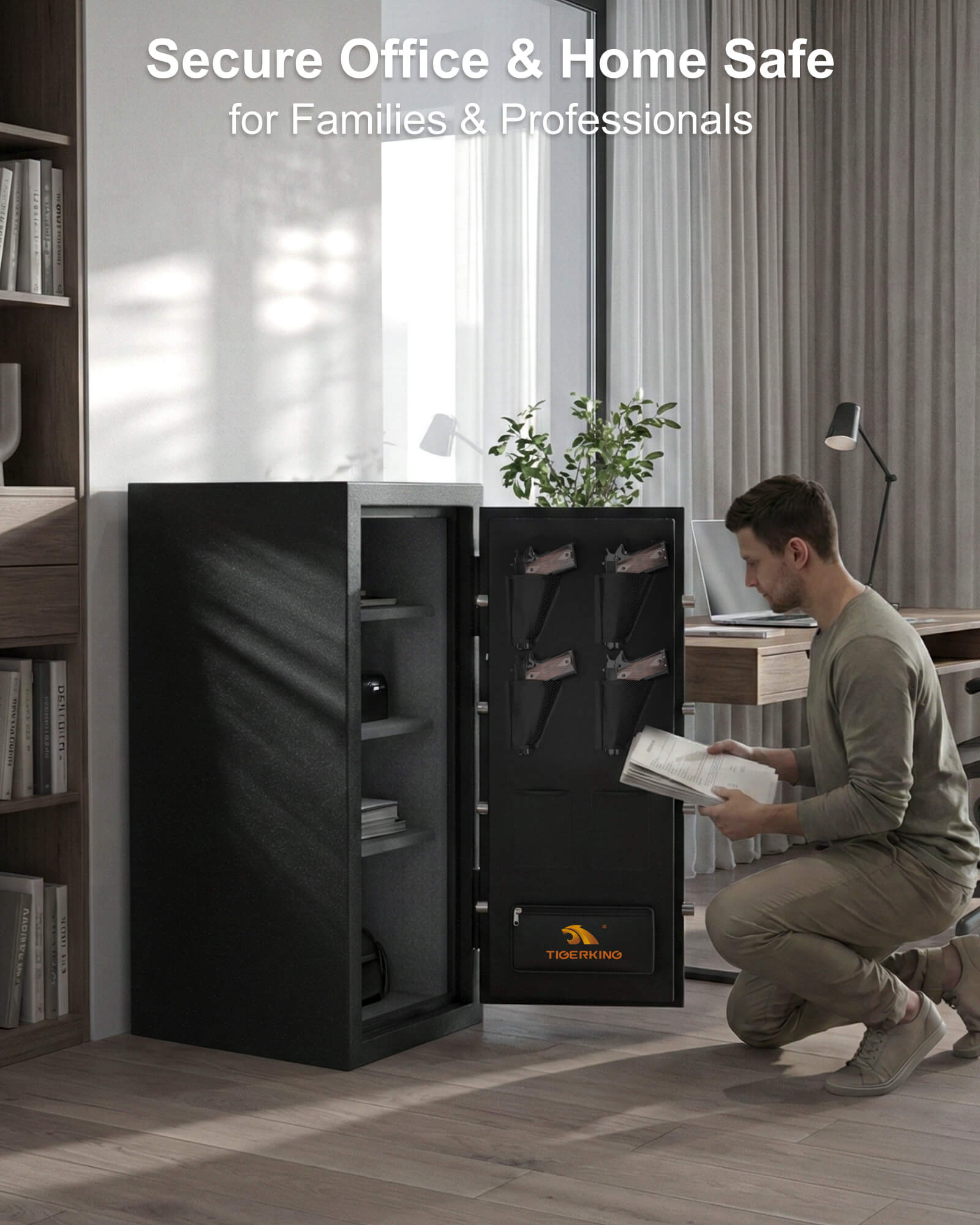 TIGERKING adventurer 3822 Tactical 8.78 cu-ft Fireproof and Waterproof home Safe Large Fireproof Floor Safe for home use with Handgun Holsters