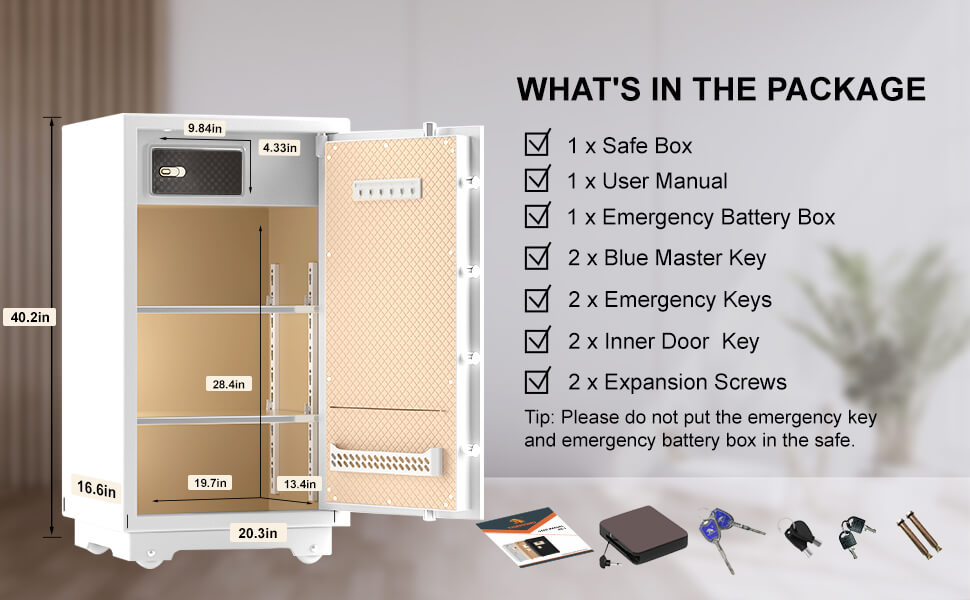 TIGERKING 7.2 Cubic Feet Extra Large Heavy Duty Safe Box Home Safe with Double Safety Key Lock and Separate Lock Box 100XH Large Jewelry Safe Box for Home