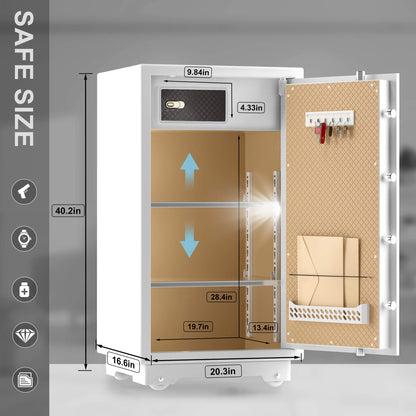 TIGERKING 7.2 Cubic Feet Extra Large Heavy Duty Safe Box, Home Safe with Double Safety Key Lock and Separate Lock Box 100XH