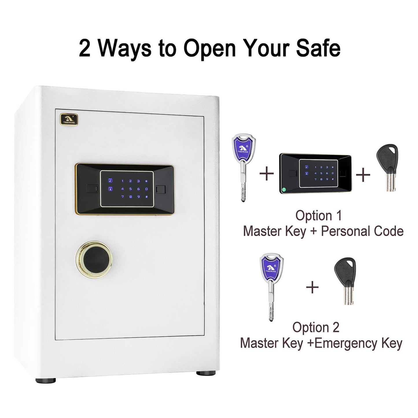 TigerKing Safe Touch Screen Luxury Safe for Home safe box for documents 2.05 CU.ft White 58JJH