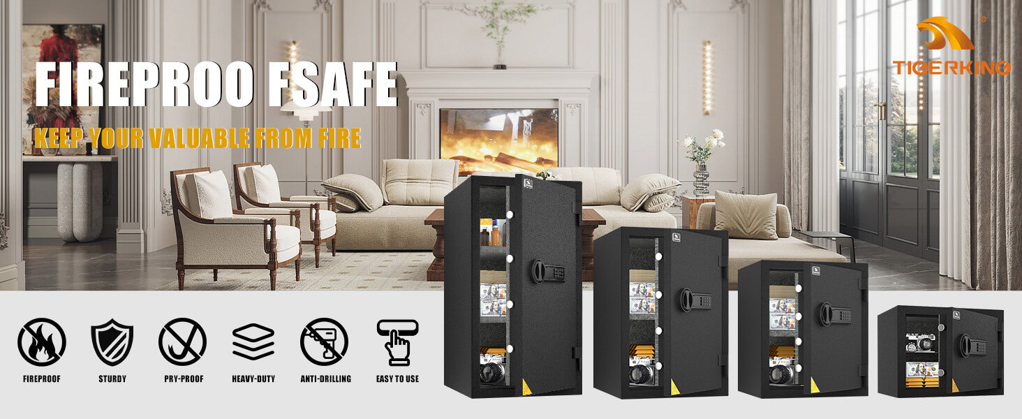 TigerKing 30 Min Fireproof Home Safes Digital Lock 3.47 CU.ft FPSD66