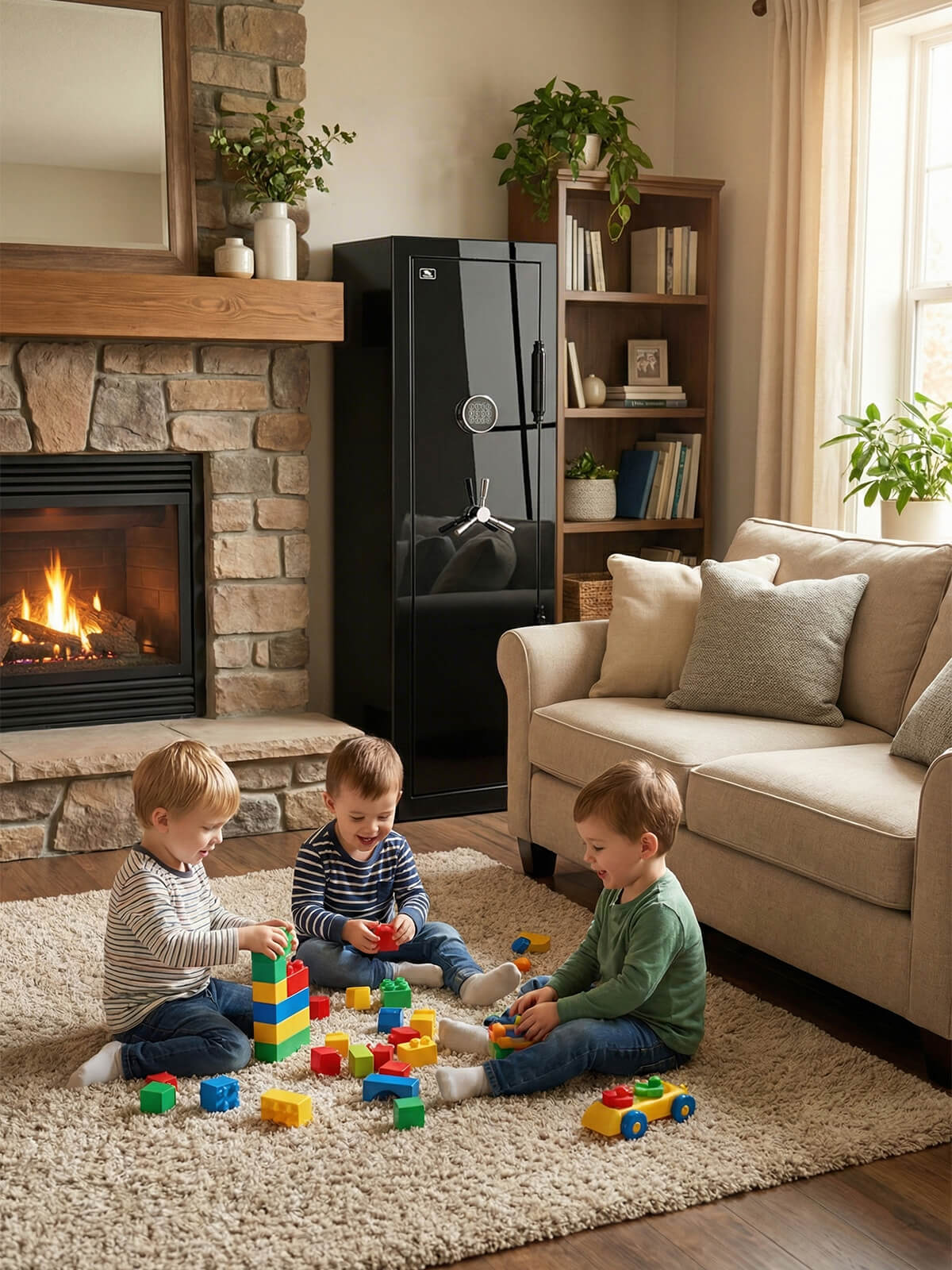 TigerKing Spark 5517 plus 8.12 cu.ft fireproof jewelry safe with 3 drawers/black/living room scene