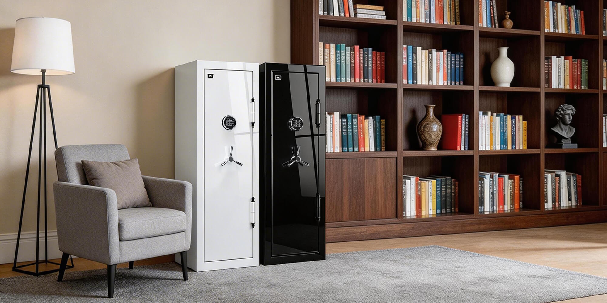 TigerKing Spark 5517 plus 8.12 cu.ft fireproof jewelry safe with 3 drawers, black white scene