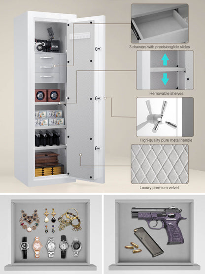 TigerKing Spark 5517 plus 8.12 cu.ft fireproof jewelry safe with 3 drawers/white/detail