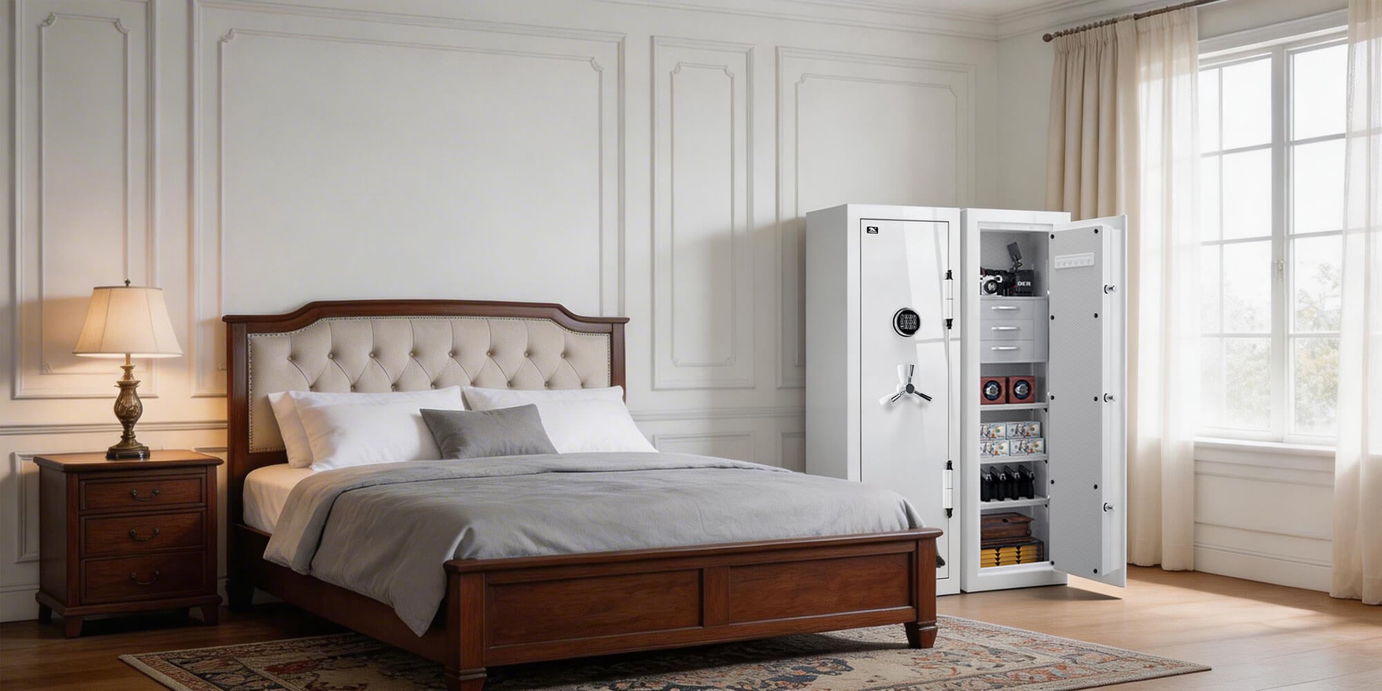 TigerKing Spark 5517 plus 8.12 cu.ft fireproof jewelry safe with 3 drawers, white white scene