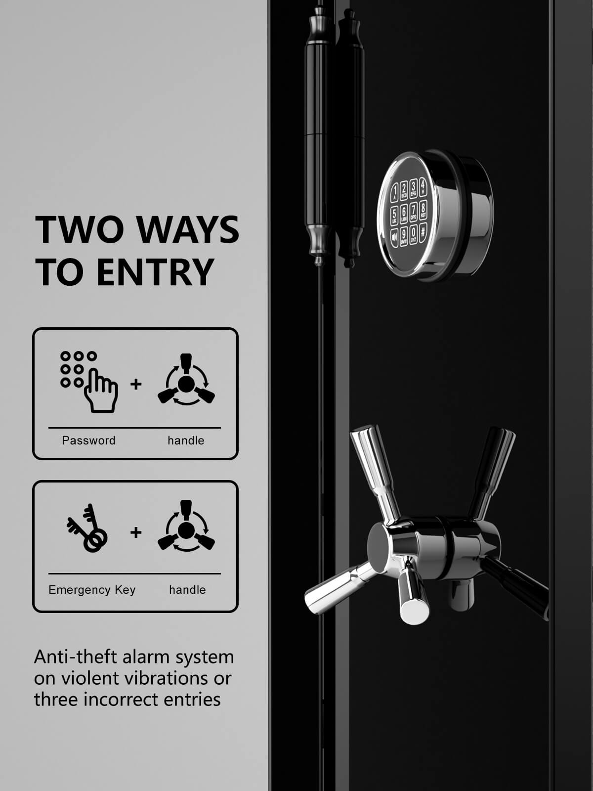 TigerKing Spark 5517 plus left-hinged 8.12 cu.ft fireproof jewelry safe with 3 drawers/black/entry method