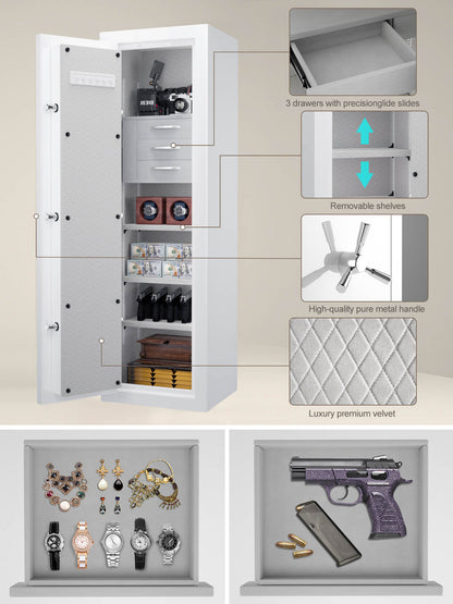 TigerKing Spark 5517 plus left-hinged 8.12 cu.ft fireproof jewelry safe with 3 drawers/white/detail
