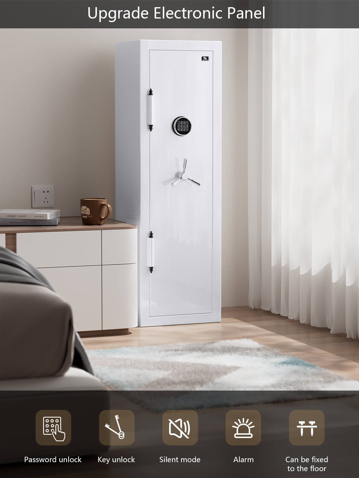 TigerKing Spark 5517 plus left-hinged 8.12 cu.ft fireproof jewelry safe with 3 drawers/white/scene function