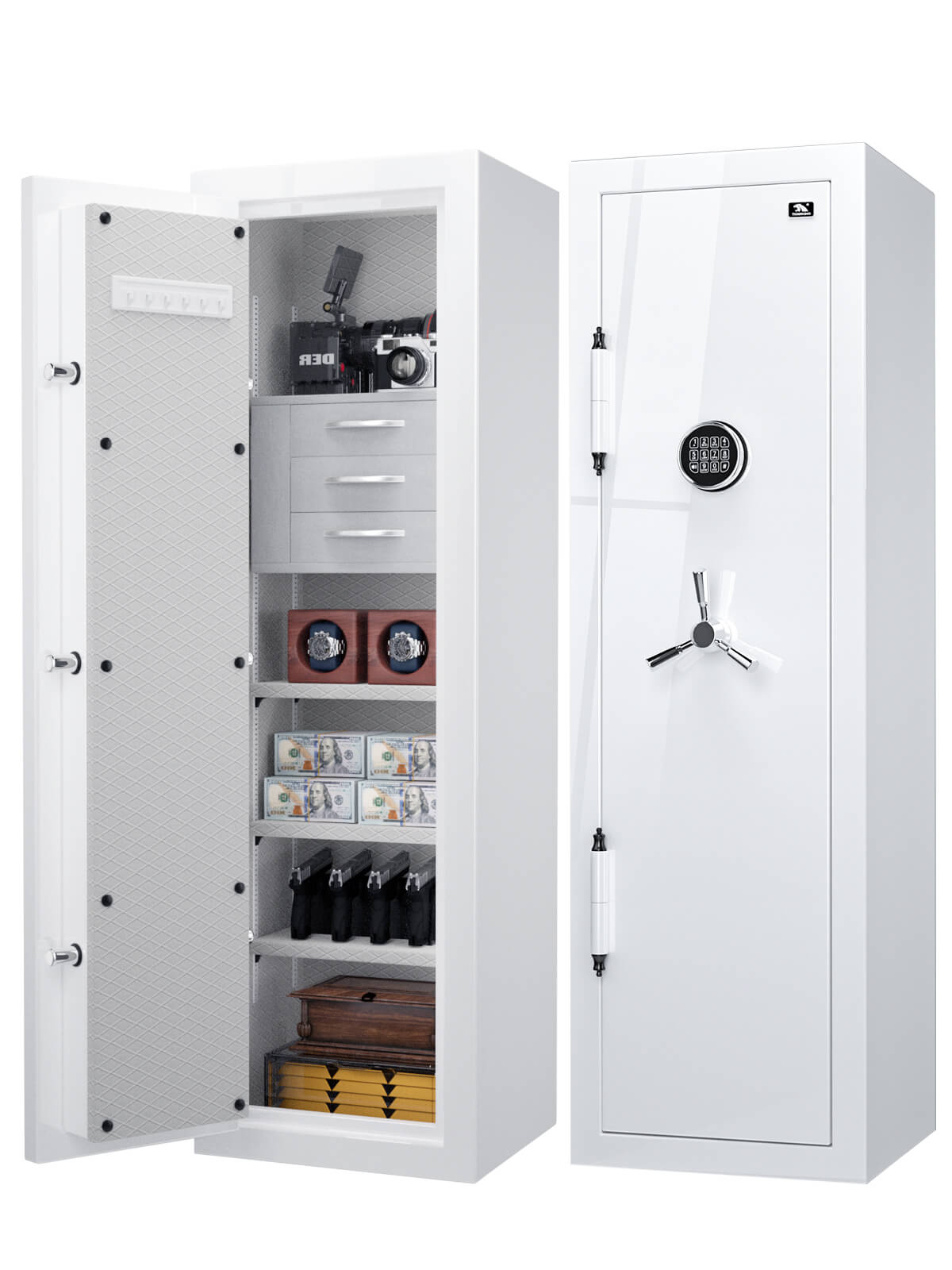 TigerKing Spark 5517 plus left-hinged 8.12 cu.ft fireproof jewelry safe with 3 drawers/white