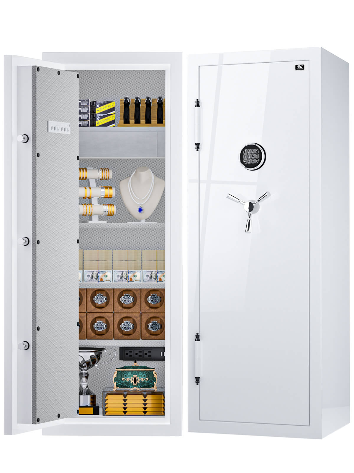 TIGERKING SAFE SPARK 5922 Left Hinged Safe Heavy Duty Fireproof Jewelry Safe 13 cu ft White Left Opening Fireproof Home Safes