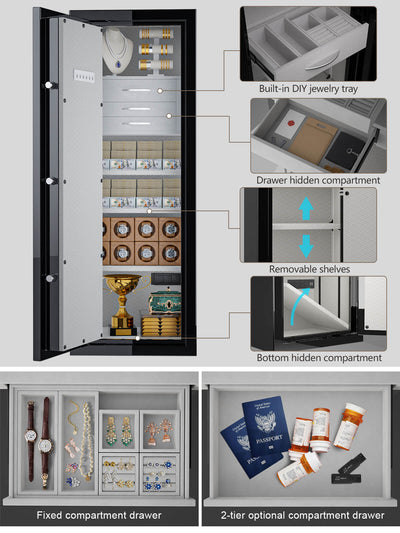 Left-Hinged XL Jewelry Safe, 13.12 cu.ft 3-Drawer UL 72 Fireproof - SPARK5922 SE LEFT