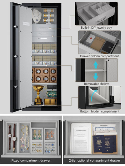 Left-Hinged XL Jewelry Safe, 13.12 cu.ft 3-Drawer UL 72 Fireproof - SPARK5922 SE LEFT
