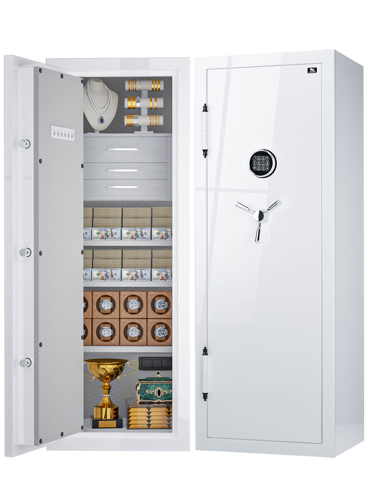 TigerKing Spark 5922 plus left-hinged 13.1 cu.ft fireproof jewelry safe with 3 drawers/white