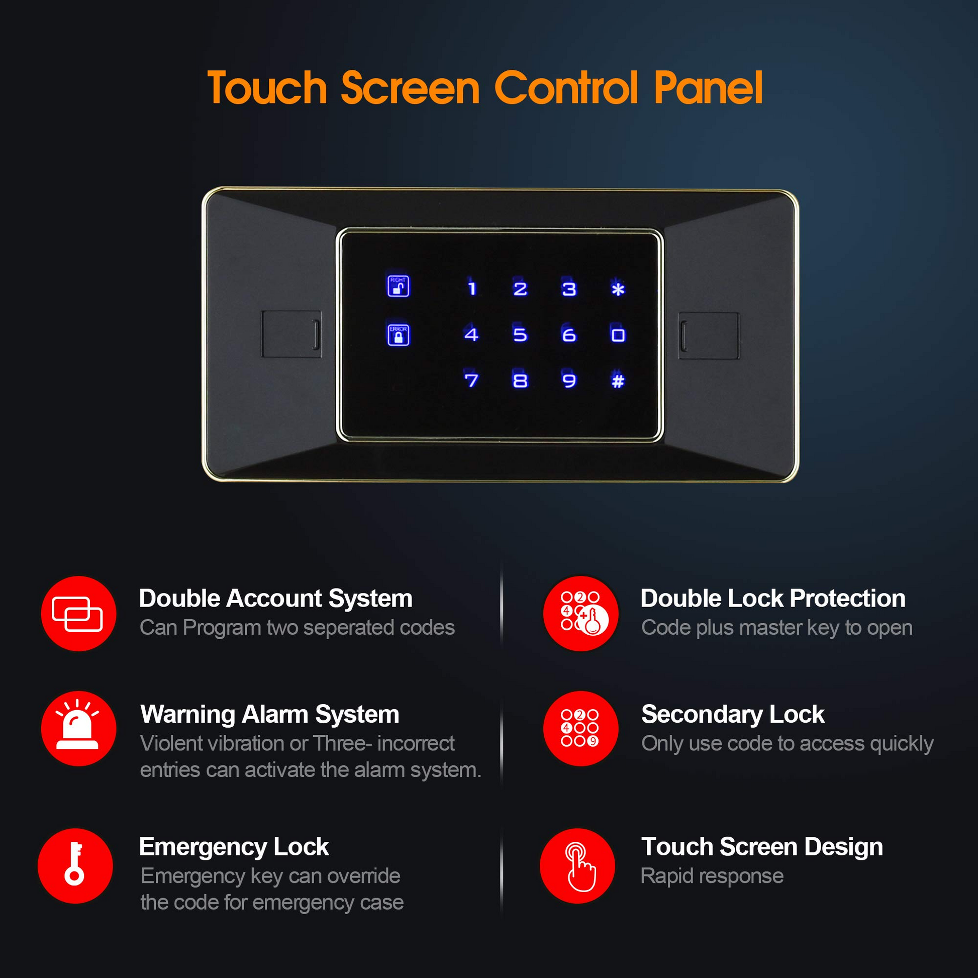 Touch Screen Home Safe 2.05 Cubic Feet White 58JJH - TIGERKING TIGERKING SAFETigerKing Safe Touch Screen Luxury Safe for Home safe box for documents 2.05 CU.ft White 58JJH