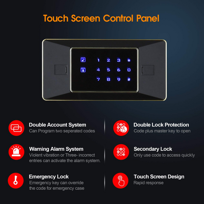 Touch Screen Home Safe 2.05 Cubic Feet White 58JJH - TIGERKING TIGERKING SAFETigerKing Safe Touch Screen Luxury Safe for Home safe box for documents 2.05 CU.ft White 58JJH