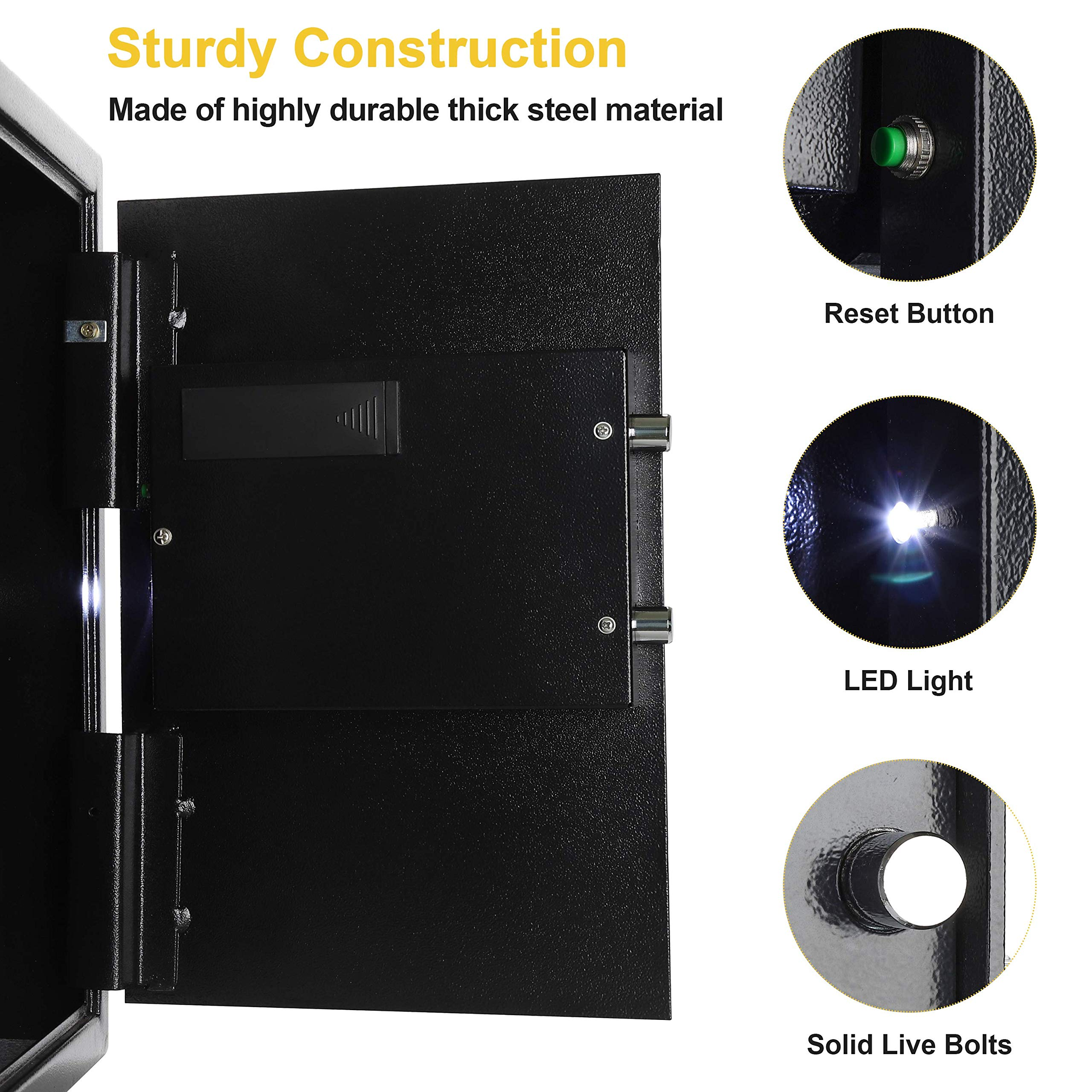 TIGERKING Large Biometric Safe Fingerprint Safe Security Safe Box Black - E50PF TIGERKING SAFE