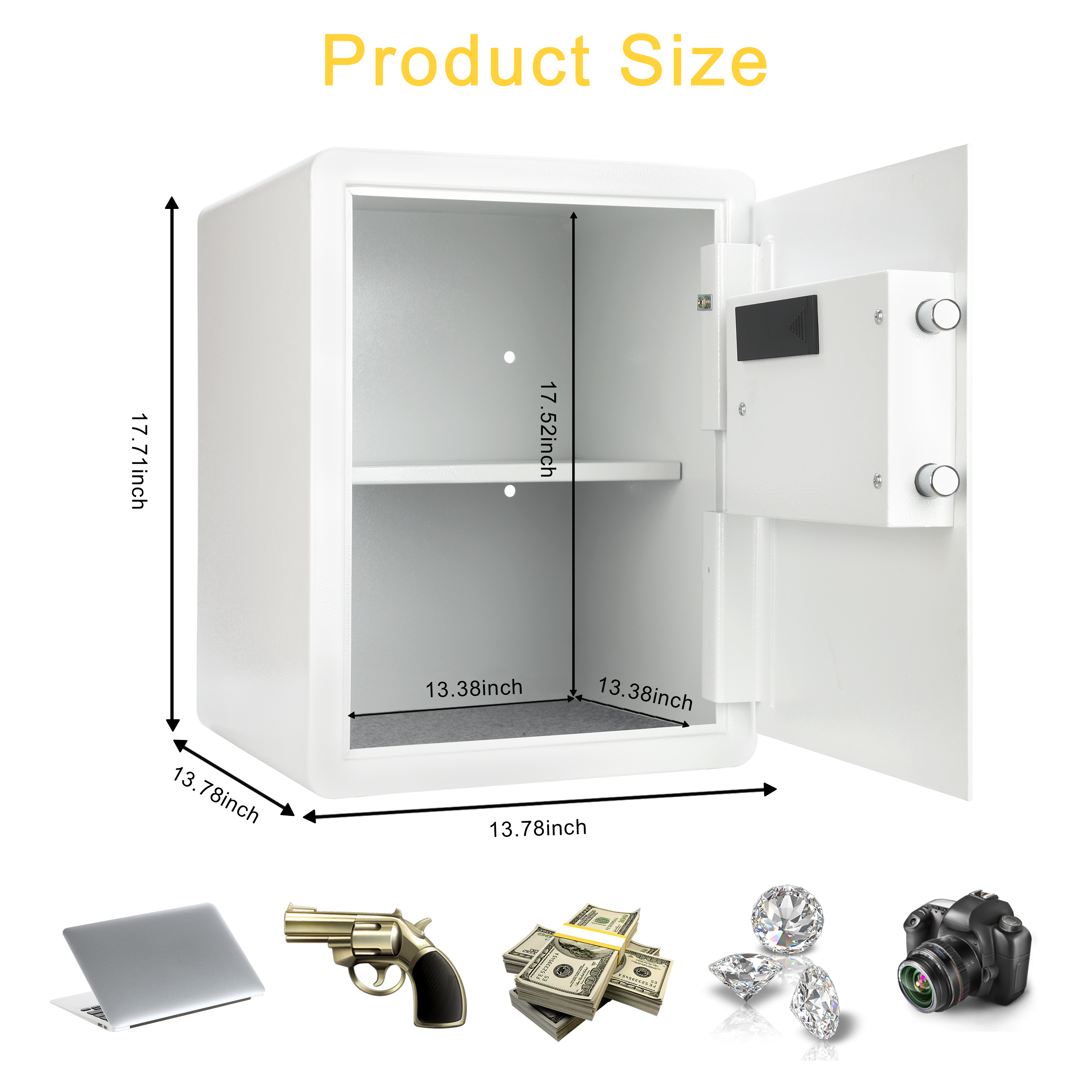Security Home Safe 1.8 Cubit Feet White E45LK - TIGERKING TIGERKING SAFE
