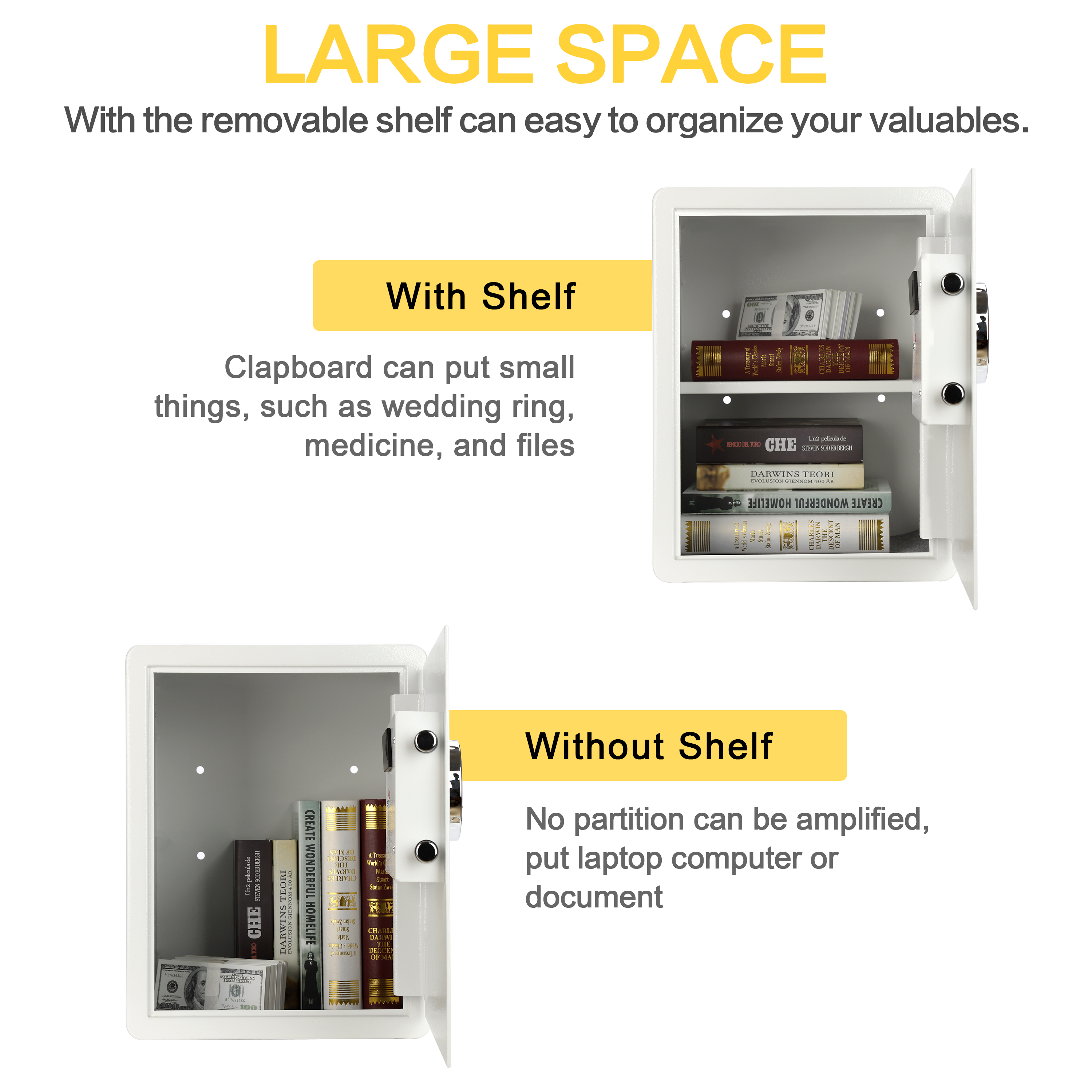 Security Home Safe 1.8 Cubit Feet White E45LK - TIGERKING TIGERKING SAFE