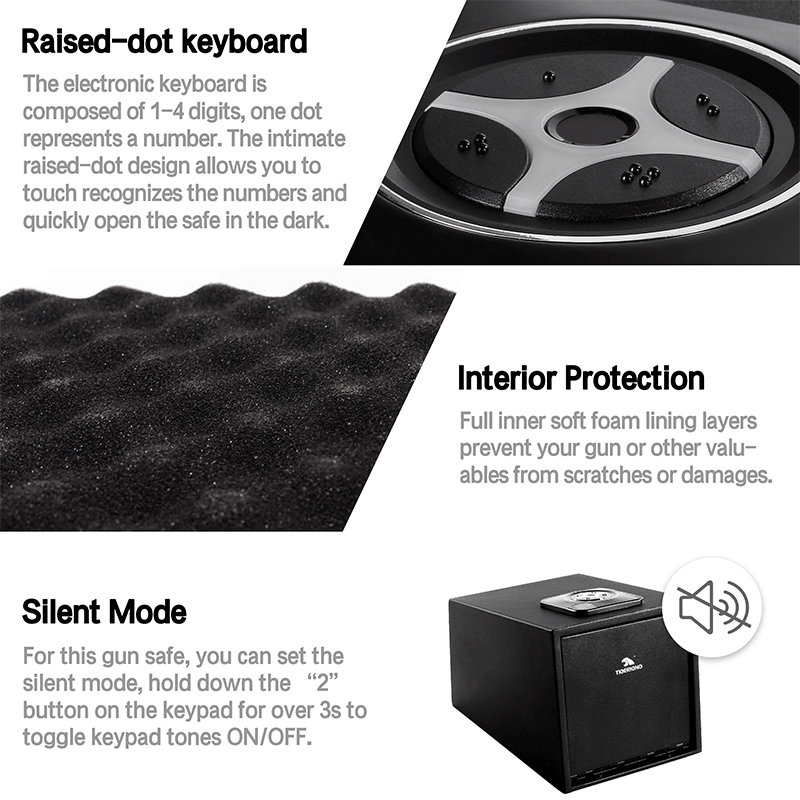 TIGERKING Fingerprint Quick Access Plstol Safes Black PB3F TIGERKING SAFE